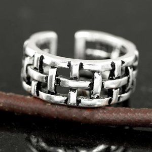 Vintage Net Antique Silver Resizable Hiphop Punk Rings For Woman & Man, K488